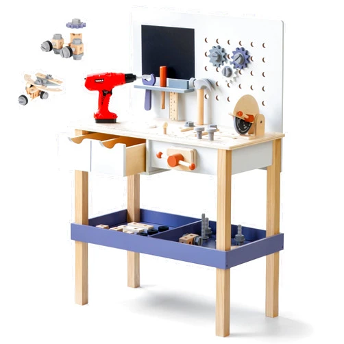 Leeshyah Wooden Kids Tool Bench with Electric Drill, Toddler Tool Bench with Storage Drawers and Platform, Toy Workbench Workshop with Play Tools Set for Boys and Girls, Perfect for Ages 3+