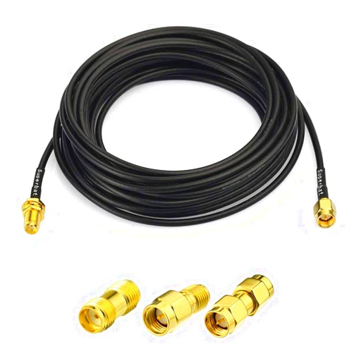 Superbat RF coaxial SMA Male to SMA Female Bulkhead RG174 15ft Cable + 3pcs RF Coax SMA Adapter Kit for SDR Equipment Antenna Ham Radio,3G 4G LTE Antenna,ADS-B,GPS and etc