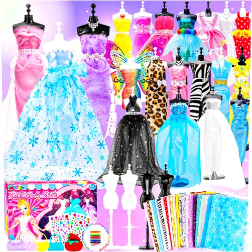 MGparty 800+ Pcs Fashion Designer Kit for Girls with 4 Mannequins and Sewing Kit DIY Arts and Crafts for Kid Ages 6 7 8 9 10 11 12 Years Old Girls