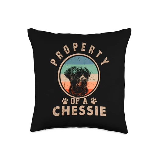 Cute Vintage Chessie Dog Christmas Men Women Gifts Property Of A Chessie Gifts Funny Chessie Dog Lover Owner Throw Pillow