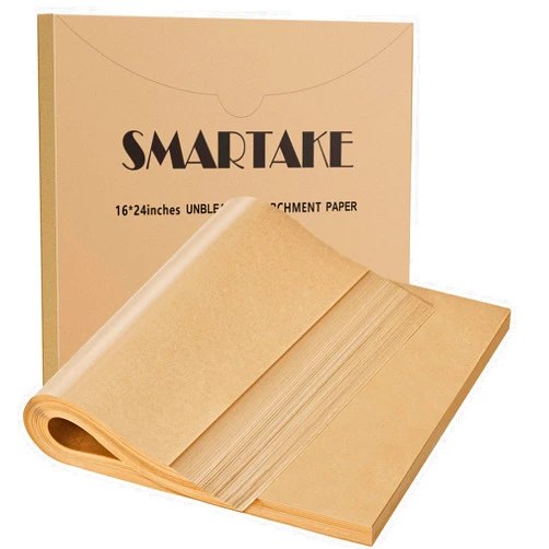 SMARTAKE 200 Pcs Parchment Paper Baking Sheets, 16x24 Inches Non-Stick Precut Baking Parchment, for Baking Grilling Air Fryer Steaming Bread Cup Cake Cookie and More (Unbleached)