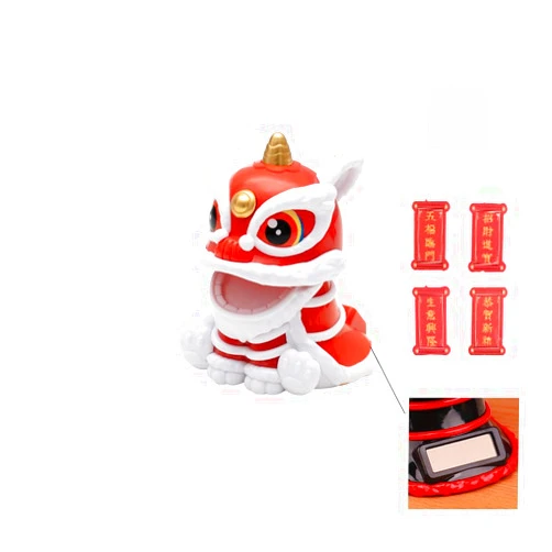 Ohsail Solar Lion Car Dashboard Ornaments Shaking Waking Lion Head Solar Powered Decor 2024 Year of The Dragon Chinese Style Lucky Lion Dance Model Solar Powered Home Decoration (red)