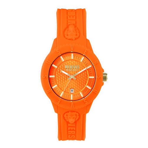 Versus Versace Tokyo Collection Luxury Mens Watch Timepiece with a Orange Strap Featuring a Orange Case and Orange Dial