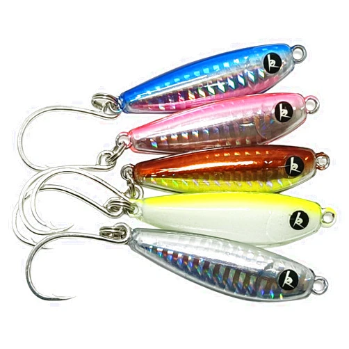 Kmucutie 5 Pieces Epoxy Resin Fishing Jig Lure Great for Inshore and Offshore Game Fish,Artificial Lures for Grouper,Dogtooth,Bass Salmon