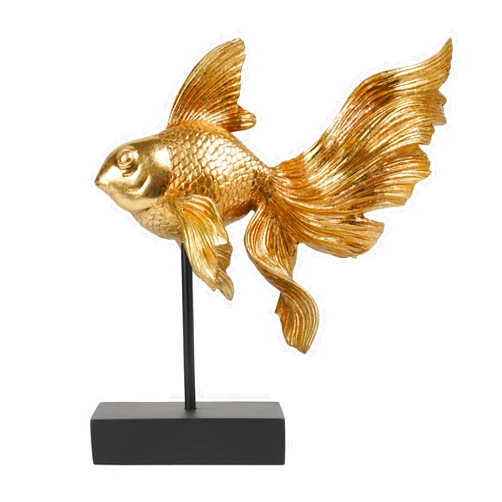 Guichifun Collectible Figurine Goldfish Statue Decor - Betta Sculpture Decoration Luckly Wealth Resin Fish Figurines Office Shelf Sculpture Home Decor Birthday Gifts for Father 10.25 X 5 X 11 inch
