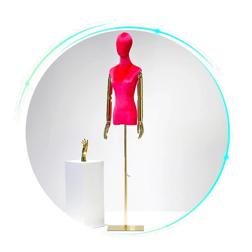 JIANFEI Female Mannequin Torso, Adjustable Half Body Woman Dress Form Dummy Manikin for Clothing Jewelry Display, Firm Shop Window Exhibit Shelf with Arm, 7 Colors (Color : Dark Pink, Size : Medium)