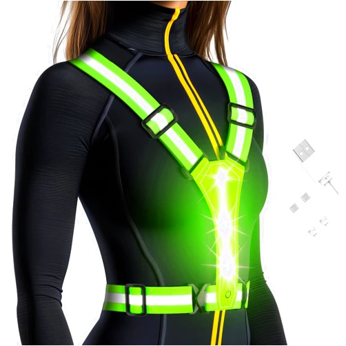 Cabbqiu LED Reflective Running Vest - light up Running vest with 3 Light Mode, Reflective Vest & Running Lights for Runners