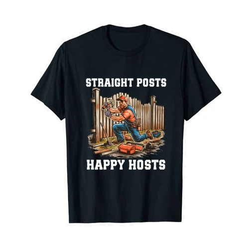 Construction Site Design Build Fencing Specialist Carftsman Occupation Straight Posts Fence Installer T-Shirt