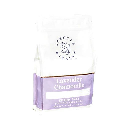 Spenser & Jensen Calming Lavender & Chamomile Epsom Bath Salts | Soothing & Relaxing Bath Soak for Body Wellness & Sore Muscle Relief, 3 LB (Pack of 1)