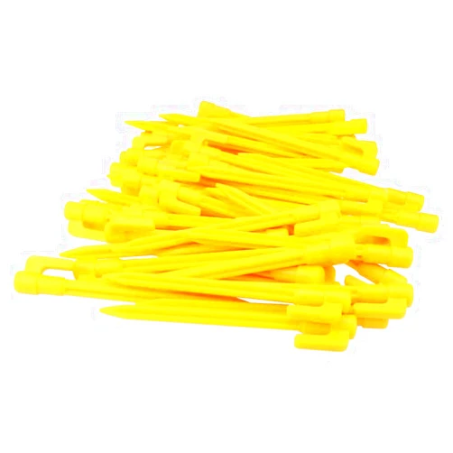 Hikemax 60 Pack Plastic Tent Pegs Garden Landscape Stakes 5.7 Inch for Anchoring Garden Netting, Camping Tents, Rain Tarps and Landscape Fabric Lawn Edging Yellow
