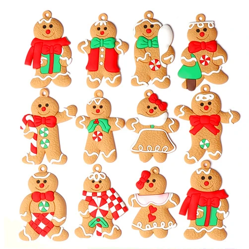 Doneace Christmas Ornaments 12pcs Gingerbread Man Christmas Tree Ornaments Gingerman Hanging Ornaments for Christmas Tree Decorations DIY Xmas Tree Festival Supplies Set for Holiday Decor