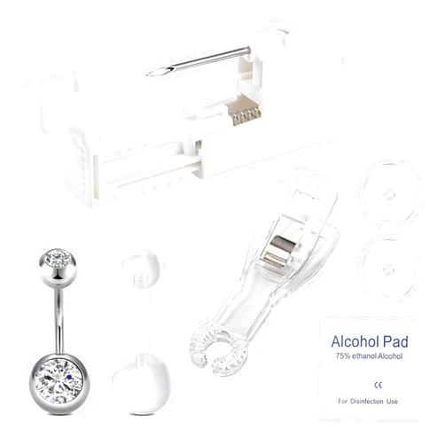 QWALIT Belly Button Piercing Kit Gun Belly Piercing Kit Belly Button Piercing Gun Navel Piercing Kit Belly Button Ring Piercing Kit Belly Piercing Gun Silver Gold