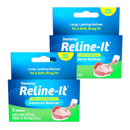 Dentemp Denture Reline Kit - Advanced Formula Reline It Denture Reliner (Pack of 2) - Denture Kit to Refit and Tighten Dentures for Both Upper & Lower Denture