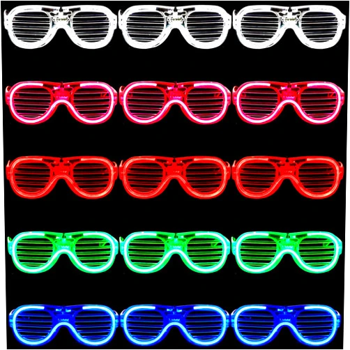 BATTIPAW 12 Pcs Light Up Glasses, 4 Colors LED Glasses, Glow in The Dark Neon Party Supplies, Flashing Party Glasses, Mardi Gras Party Favors, Glow Glasses for New Year, Christmas, Wedding (15Pcs)