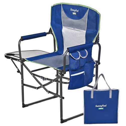 SUNNYFEEL Oversized Camping Directors Chair, Portable Folding Lawn Chairs for Adults Heavy Duty with Side Table,Pocket for Beach, Fishing,Picnic,Concert,Tailgating, Outdoor Foldable Camp Chair