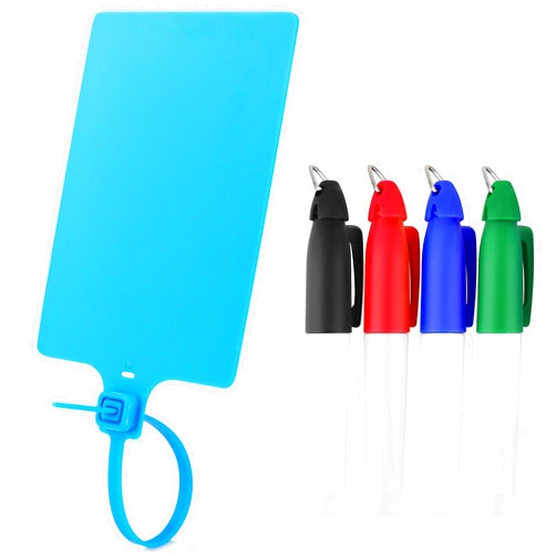 X1 Taraja [100Pcs and 4 Permanent Markers Pens ]Plastic Seals Shipping Tags, Taraja Shipping Labels. Plastic Tags, Shipping Tag, Waterproof Tags, Windproof Hanging Tags, Organization Storage Tag (Blue)