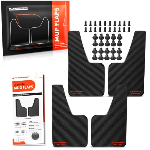 A-Premium 4 Pcs Black Universal Splash Guards Mud Flaps Mudflaps Mudguard Fender Flares for Car Sedan Coupe with Hardware Front and Rear