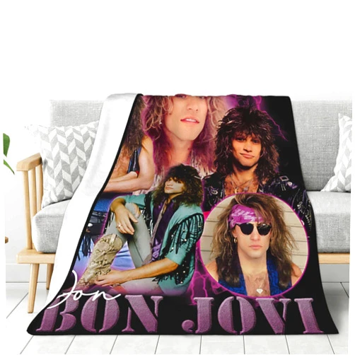 Generic Bon Rock Band Jovi Blanket Soft Cozy Fall Flannel Blanket for Couch Bed Sofa Fluffy Plush Travel Throw Blankets and Throws for Adults Women Men 50