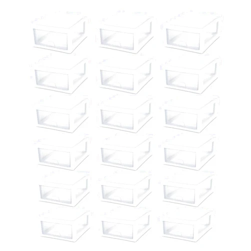 Sterilite 6-Pack Plastic Storage Drawers, Stackable Drawer Organizer Bins, Clear, 16 Qt