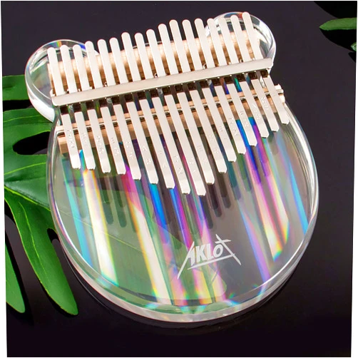 AKLOT Kalimba, AKLOT Thumb Piano 17 Keys Crystal Finger Piano Rainbow Bear Start Kits with Protective Case Tuning Hammer Study Booklet Cleaning Cloth