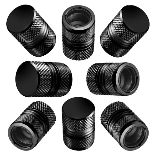 BAURATTI Tire Valve Stem Caps for Car Tires Air Caps Cover 8 Pack Corrosion Resistant Premium Alloy Leak-Proof Universal for SUV Truck Motorcycle Bike Black
