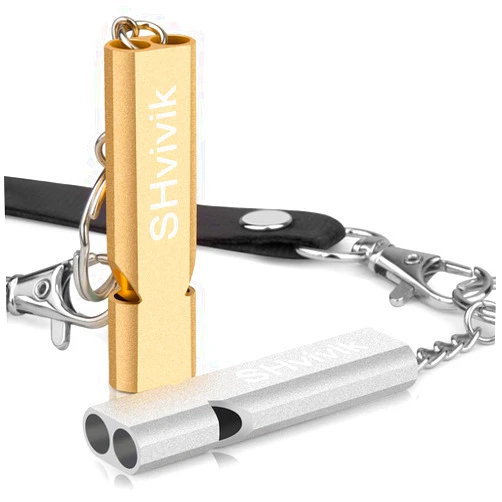SHvivik Emergency Whistle, 2PCS Premium Safety Survival Whistles with Lanyard Keychain, High Pitch Double Tubes for Outdoor Hiking Camping Hunting Fishing Boating