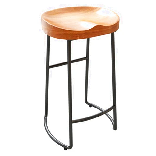 WEBUP 29in Bar Stool Counter Height Backless Barstool Wooden Seat Kitchen Dining Chair with Heavy Duty Steel Frame Legs，Black (Size : 75cm)