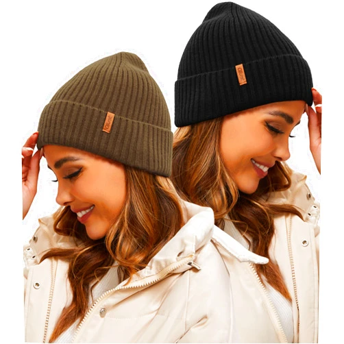 Oliumt Winter Beanie Hat for Men Women, Double-Layered Knit Cuffed Hat, Multiple Colors Available - Keep Warm and Stylish