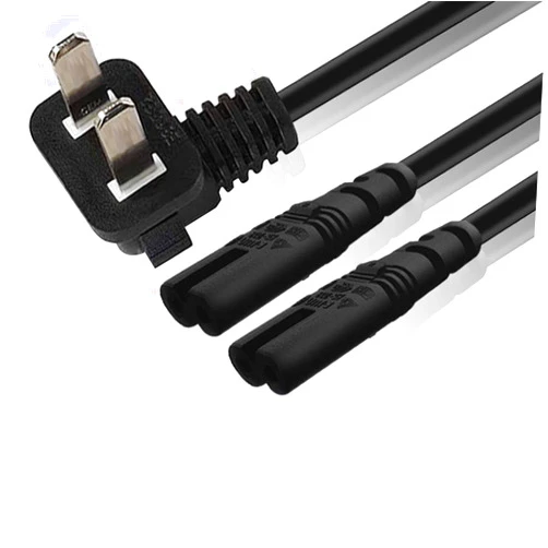 Diyeeni 2 Prong for NEMA 1 15P to 2X IEC C7 Y Split Power Cord, 2 Outlet Male to Double Figure 8 Female, 5.9ft Extension Cable for DVD Players, CD Players, Printer, Monitor