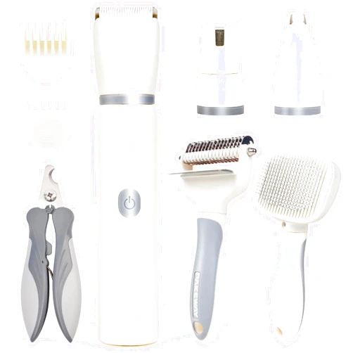 PAKEWAY Dog Clippers Grooming Cleaning Slicker Brush Kit, Low Noise Dog Clippers and Dog Paw Trimmer Kit, for Grooming Pet Hair Trimmers for Small and Large Dogs Cats Animals