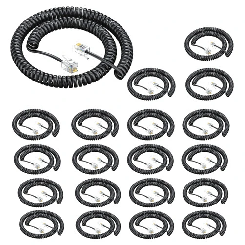Ubramac RJ9 4P4C Telephone Cord，Telephone Handset Cord,Coiled Wire 10 Pack 8Ft Uncoiled / 1.4Ft Coiled Landline Phone Handset Cable RJ9 4P4C Telephone Accessory -20 Pack