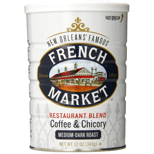 French Market Coffee & Chicory Restaurant Blend Medium-Dark Roast Ground Coffee, 12oz Can (Pack of 1)