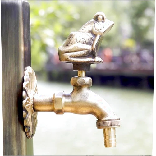 FRIODI Courtyard Garden Animal Outdoor Faucet Antique Outdoor Antifreeze All-Copper Single-Cool Creative Washing Machine Faucet Home-Frog Faucet