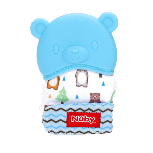 Nuby Happy Hands Silicone Teething Mitten - Baby Teething Toy - 3+ Months - Bear