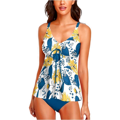 Smicabe Tankini Swimsuits for Women 2 Piece Modest Blouson Tank Top Bathing Suits with Bikini Bottom Swimwear