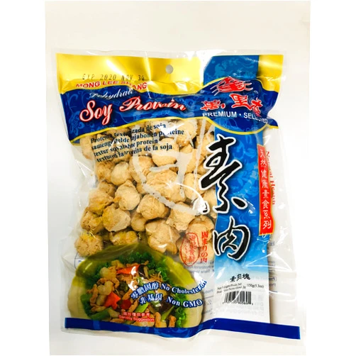 Mong Lee Shang Vegan Meat Substitute, Vegan Soy Protein, TVP Textured Vegetable Protein, Meatless Plant Based Protein, 5.3oz, NON-GMO, Unflavored (Chunks) 100% Vegan