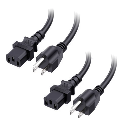 Cable Matters 2-Pack 13A 3 Prong TV Power Cord 6 ft, Computer Power Cord Replacement 16 AWG, PC Power Cable/Monitor Power Cord / 13 Amps AC Power Cord (NEMA 5-15P to IEC C13)