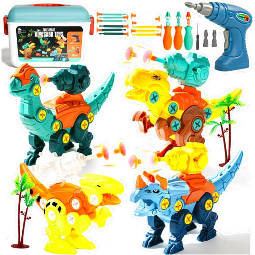Fajiabao Dinosaur Toys for 3 4 5 Year Old Boys, Take Apart Dinosaur Toys for Kids, STEM Building Kids Toys with Electric Drill Construction Birthday for Kids Girls Boys Toys Age 3-8 Year Old