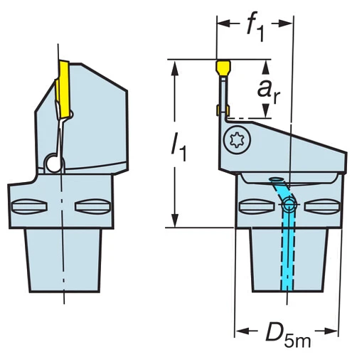 Sandvik Coromant, C6-LF123L16-45065B, Steel CoroCut 1-2 Cutting Unit for Parting and Grooving, Left Hand Cut, with Coolant, 90 deg Cutting Edge Angle (Pack of 1)