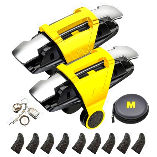 Mikirini 13 in 1 Cell Phone Game Controller for PUBG/Fortnite/Call of Duty Mobile, Mobile Phone L1R1 Triggers for iPhone and Android Phone w/ 9 pcs Mobile Game Finger Sleeve Gloves