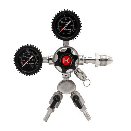 Kegco Elite Series Dual Gauge Two Product Nitrogen Draft Beer Regulator, Chrome