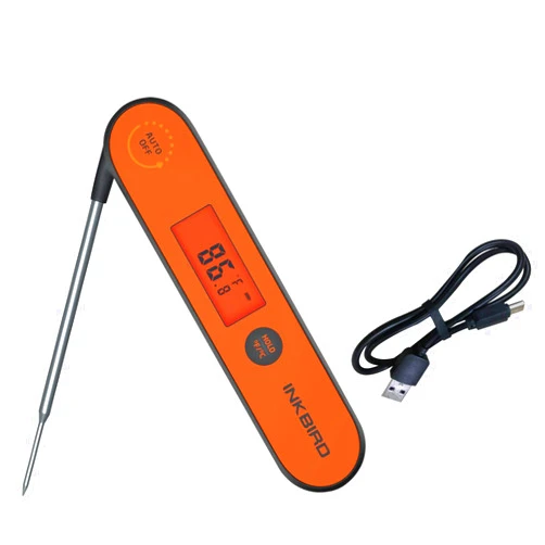 Inkbird Waterproof Instant Read Rechargeable Digital BBQ Meat Cooking Grill Thermometer with Calibration,Magnet,Foldable Probe,C/F Switch for Deep Fry,Kitchen,Oven,Candy, Baking,Brewing IP Meat thermometer