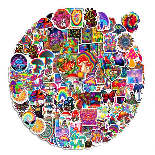 Anhstks 200 Pcs Stoner Psychedelic Stickers Vinyl Waterproof Trippy Stickers Dazzling Decals for Teens Adults Laptop Bumper Water Bottles Computer Phone Guitar Luggage(Psychedelic Stickers