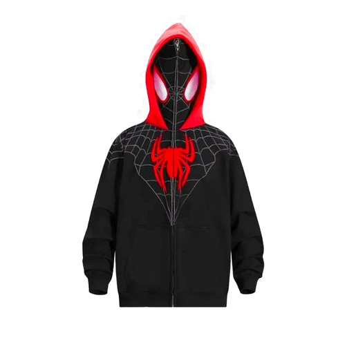 Dynict Men’s Spider Hoodies Unisex Oversize Goth Jacket Y2K Punk Streetwear Zip Up Hoodie Spider caps