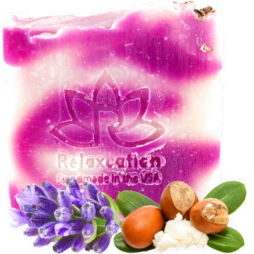 Relaxcation Lavender Soap Bar with Essential Lavender Oil and Shea Butter - Calming and Hypoallergeniс Natural Cold Process Soap - Handmade in USA
