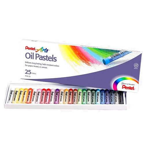 Pentel Arts Oil Pastel Set, Assorted Colors, Set of 25 (PHN-25)