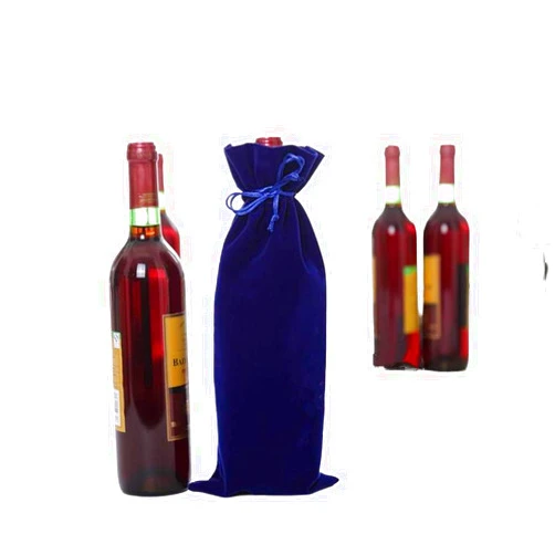 JOYUETLAN 2 Pieces Wine Red Velvet Wine Bottle Bags Champagne Bottle Covers Gift Pouches Velvet Packaging Bag 14cmx35cm (5.5