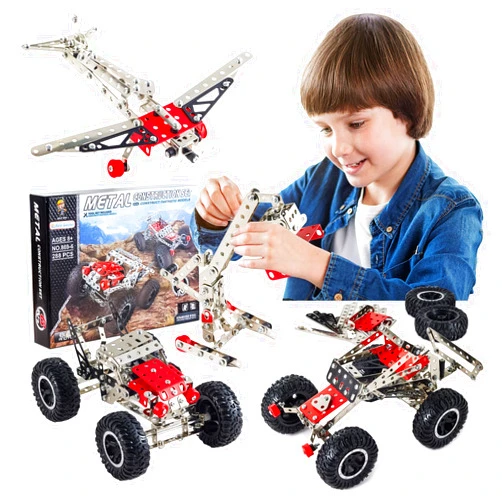 Volico 6-in-1 STEM Kit - Engineering Metal Truck, Airplane and Sports Car Excavator Toy for Boys 8-12 - STEM Building Toys for Kids 5-7, 6-8, 8-10 Educational Toys for Kids Boys Model Kit
