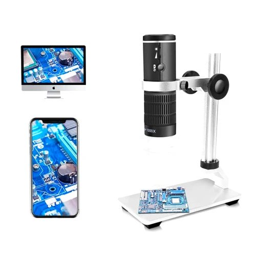 Jiusion WiFi USB Digital Microscope 50 to 1000x Wireless Magnification Endoscope 8 LED Mini HD Camera with Updated Stand Portable Case, Compatible with iPhone iPad Android Mac Windows Linux