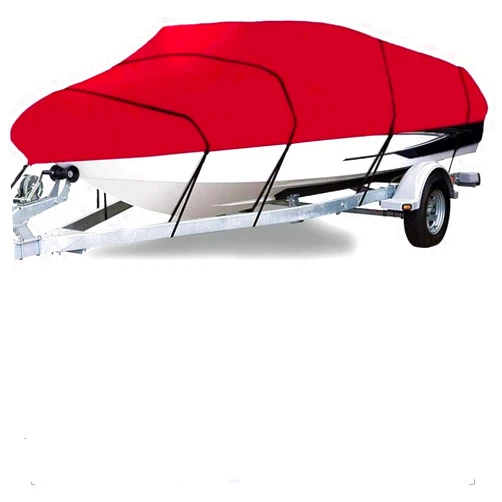 MekUk Waterproof Boat Covers 210D Red Heavy Duty Boat Cover Waterproof UV Dustproof Fishing Ski Boat Trailer V-Hull Protective Canvas 17-19 Ft. Fits V-Hull, Tri-Hull,Bass Boat (Color : 17-19FT)